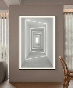 Black Frame 80*120 Cm White 3D Effect Crytsall Porsalein Painting With Led Light